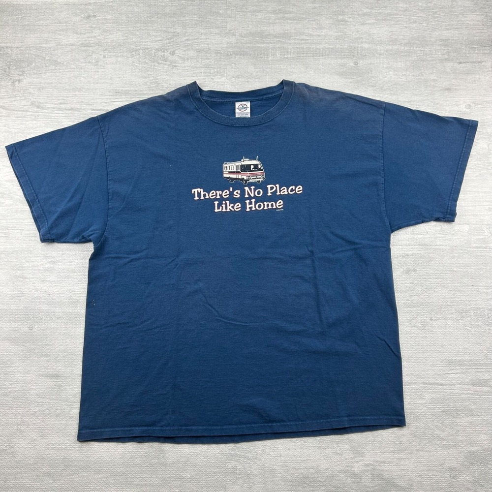 Vintage 90s There's No Place Like Home RV Shirt Size XXL Blue Funny Saying